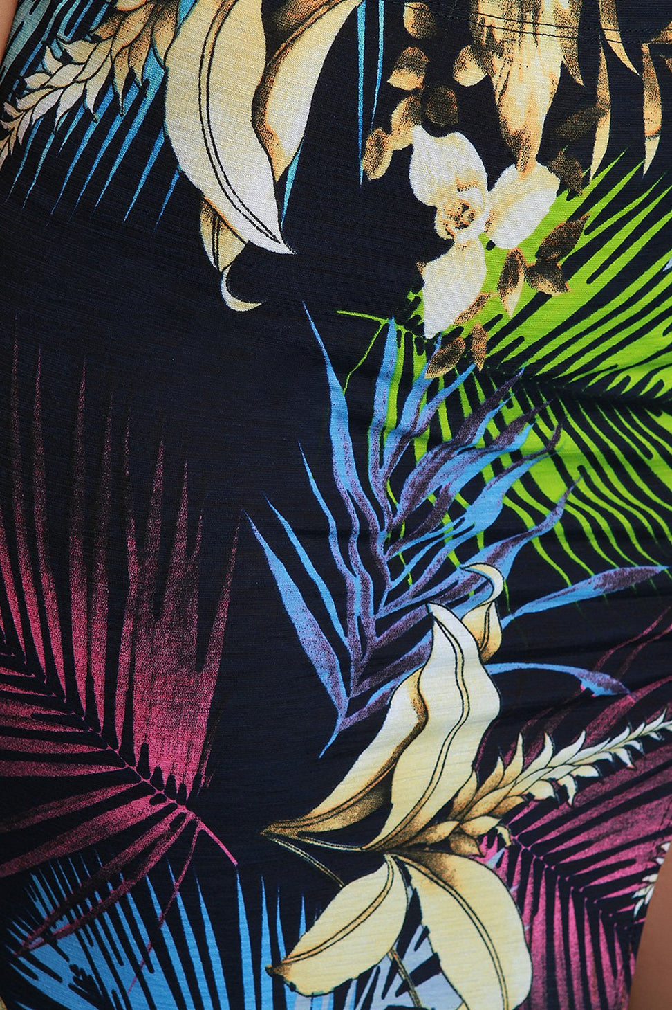 High Slit Palm Print Two Piece Dress