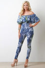 Bardot Tiered Ruffle Floral Leaf Jumpsuit
