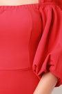 Balloon Sleeves Off-The Shoulder Midi Dress