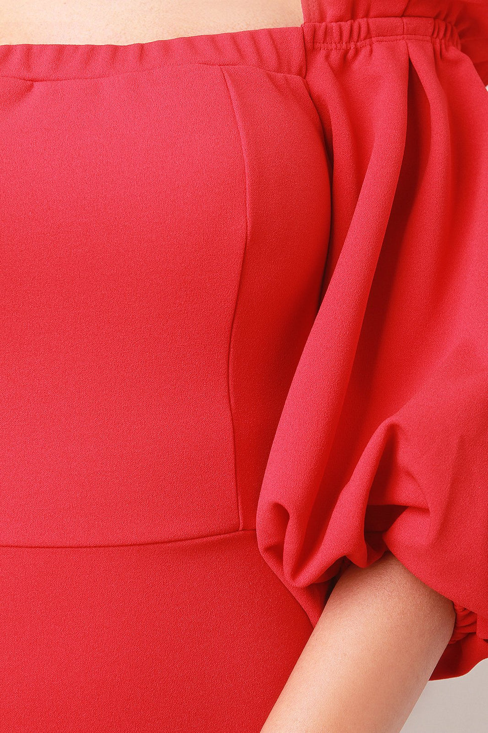 Balloon Sleeves Off-The Shoulder Midi Dress