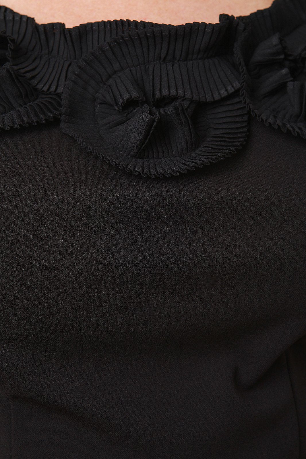 Pleated Floral Neckline Maxi Dress