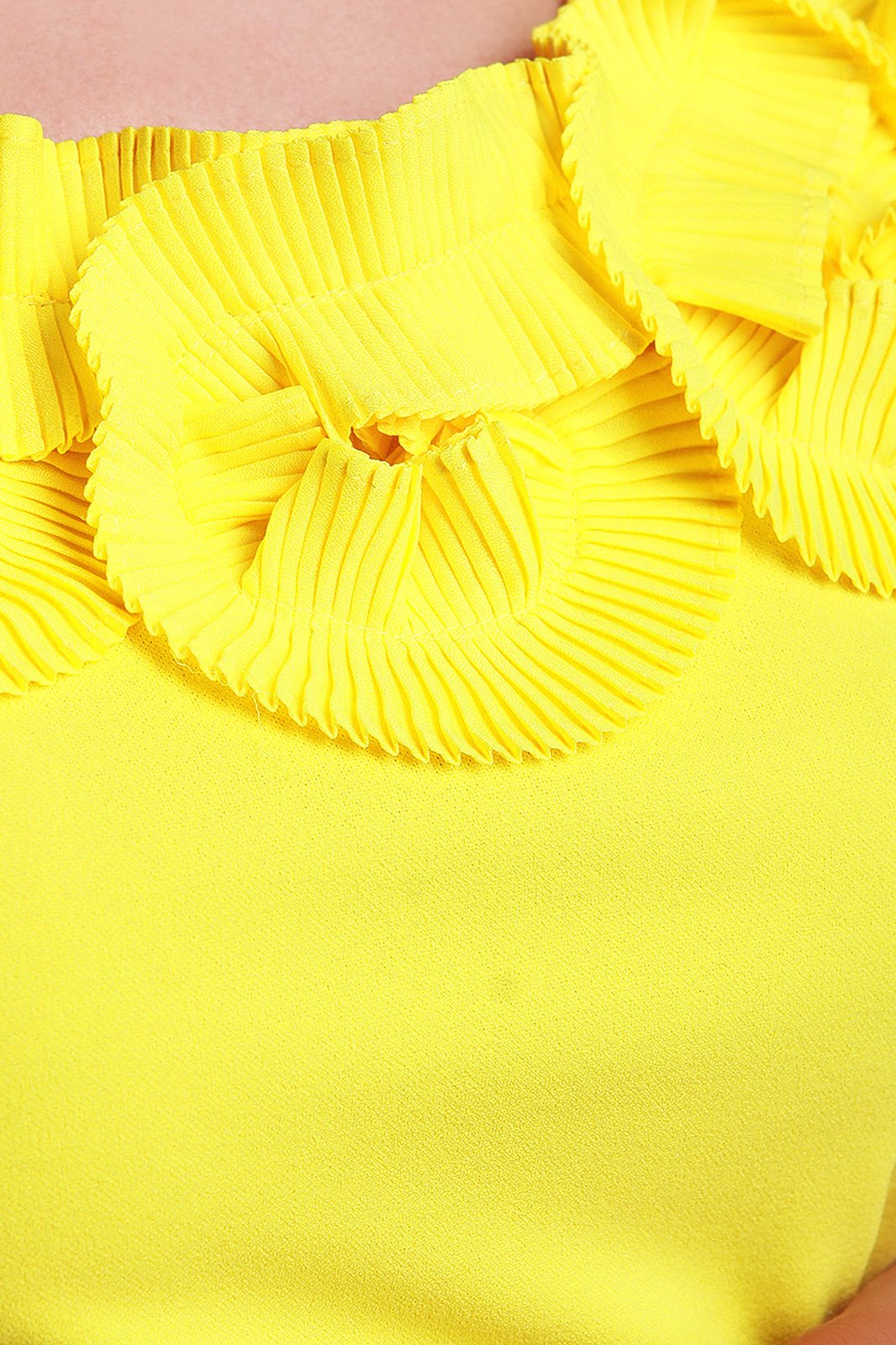 Pleated Floral Neckline Maxi Dress