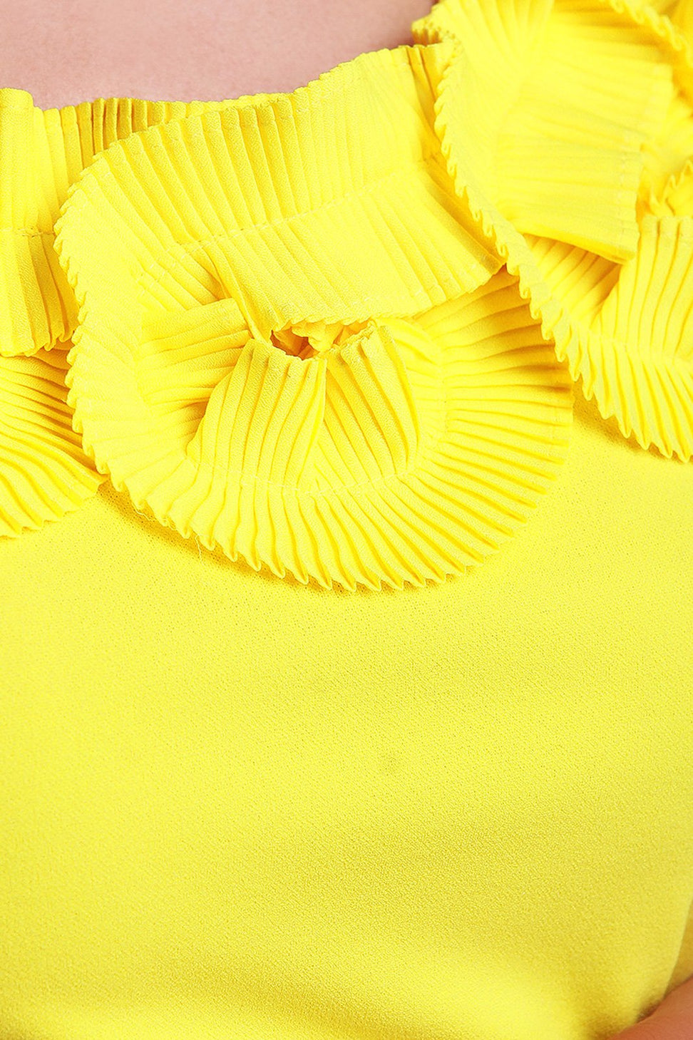 Pleated Floral Neckline Maxi Dress