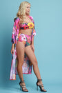 Floral Open Front Longline Cardigan Cover Up