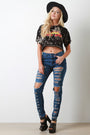 Mid Rise Destroyed Denim Skinny Jeans