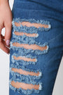 Mid Rise Destroyed Denim Skinny Jeans