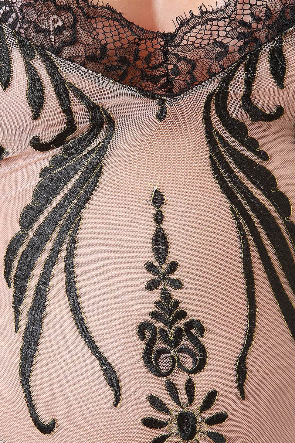 Filigree Mesh Lace Slit Maxi Dress - NoveltyOne