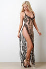 Filigree Mesh Lace Slit Maxi Dress - NoveltyOne