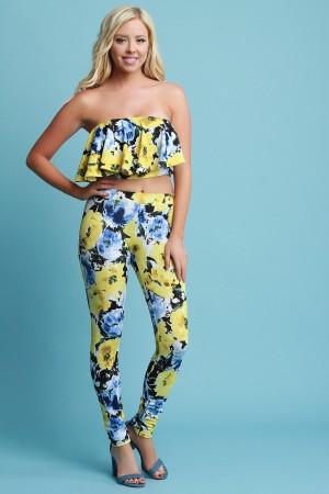 Floral Flutter Bardot Pants Set