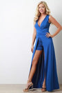 Surplice Romper Shorts Maxi Dress