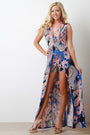 Paisley Surplice Romper Shorts Maxi Dress