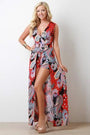 Paisley Surplice Romper Shorts Maxi Dress
