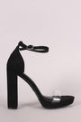 Wild Diva Lounge Suede Open Toe Clear Strap Chunky Heel