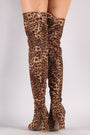 Wild Diva Lounge Leopard Drawstring Tie Heeled Over-The-Knee Boots