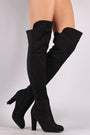 Wild Diva Lounge Suede High Low Chunky Heeled Boots