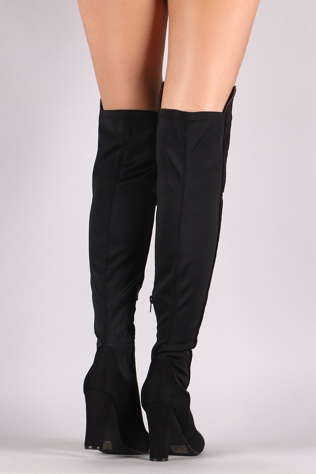 Wild Diva Lounge Suede High Low Chunky Heeled Boots