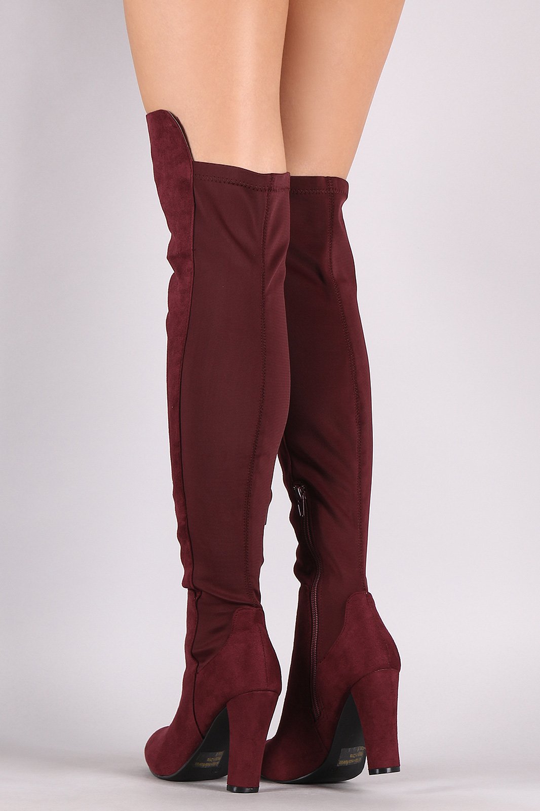 Wild Diva Lounge Suede High Low Chunky Heeled Boots