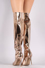 Qupid Mirror Metallic Pointy Toe Stiletto Over-The-Knee Boots