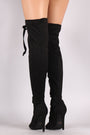 Qupid Suede Lace Up Stiletto Over-The-Knee Boots
