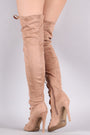 Qupid Suede Lace Up Stiletto Over-The-Knee Boots