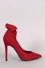 Anne Michelle Suede Ruffle Accent Pointy Toe Stiletto Pump