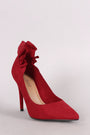 Anne Michelle Suede Ruffle Accent Pointy Toe Stiletto Pump