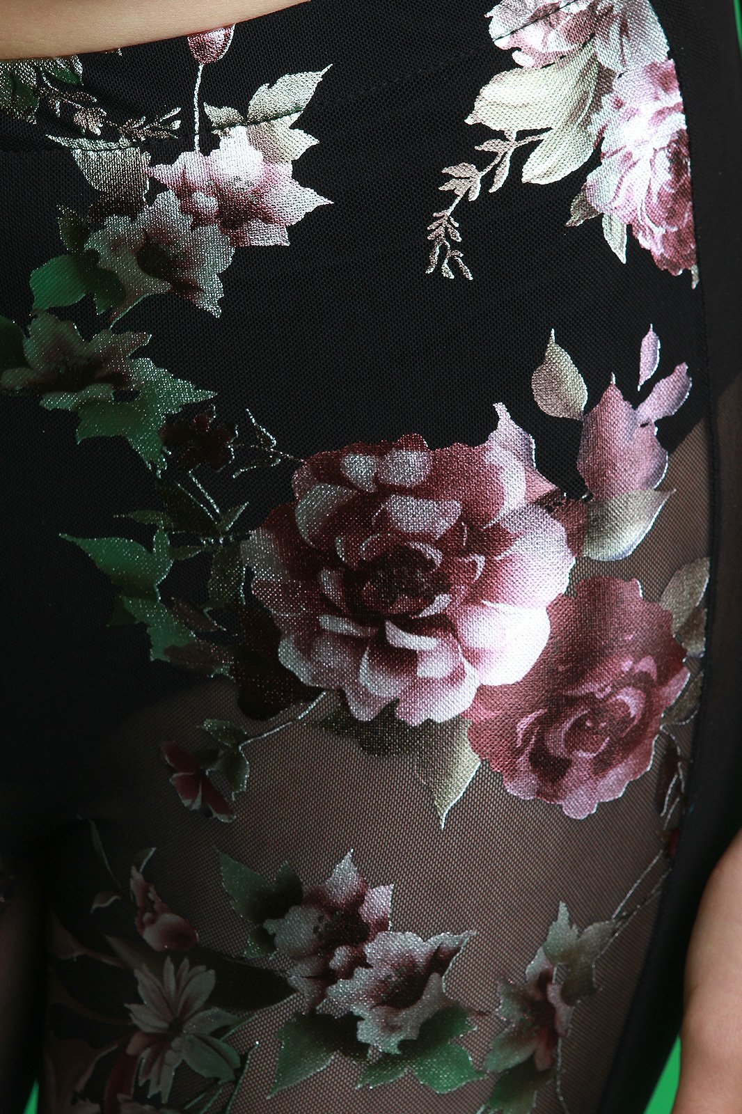 Floral Accent Mesh Cami Top With High Rise Flared Pants Set - NoveltyOne