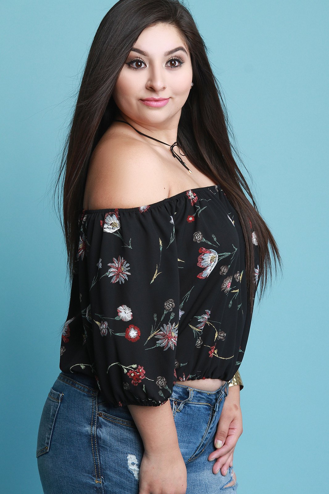 Floral Sketch Off The Shoulder Top