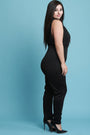 Mock Neck Sleeveless Plunging Jumpsuit - NoveltyOne