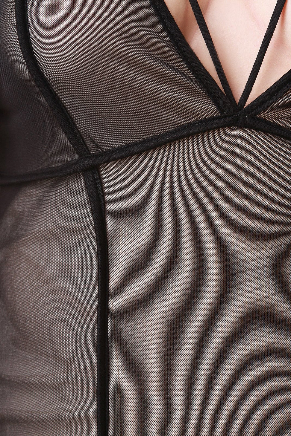 Strappy V-Neck Mesh Sleeveless Midi Dress