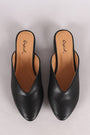 Qupid Leather Pointy Toe Mule Flat