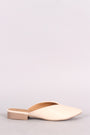 Qupid Leather Pointy Toe Mule Flat