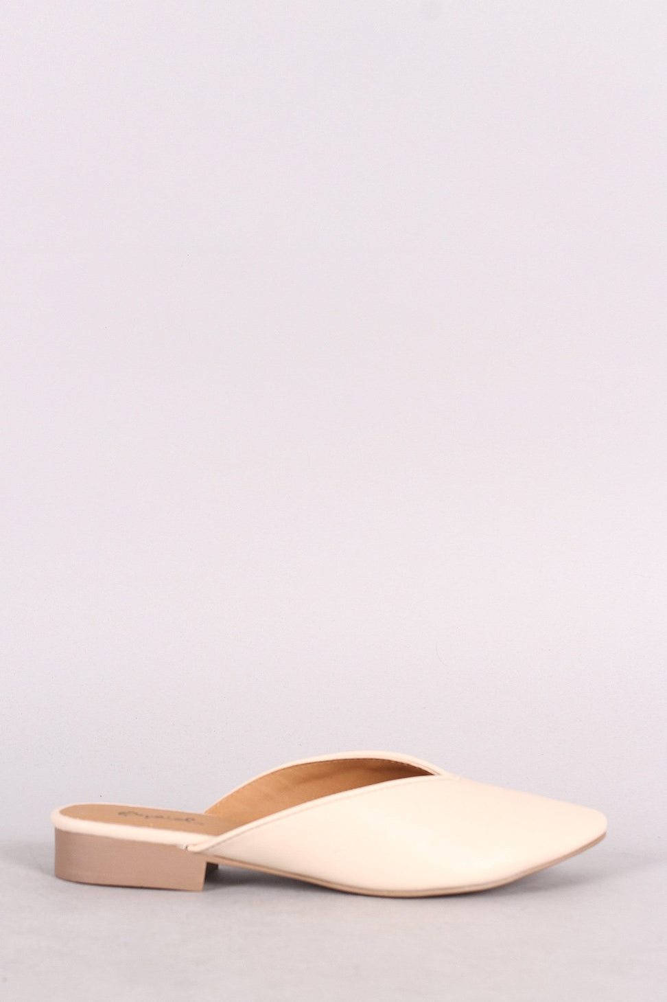 Qupid Leather Pointy Toe Mule Flat