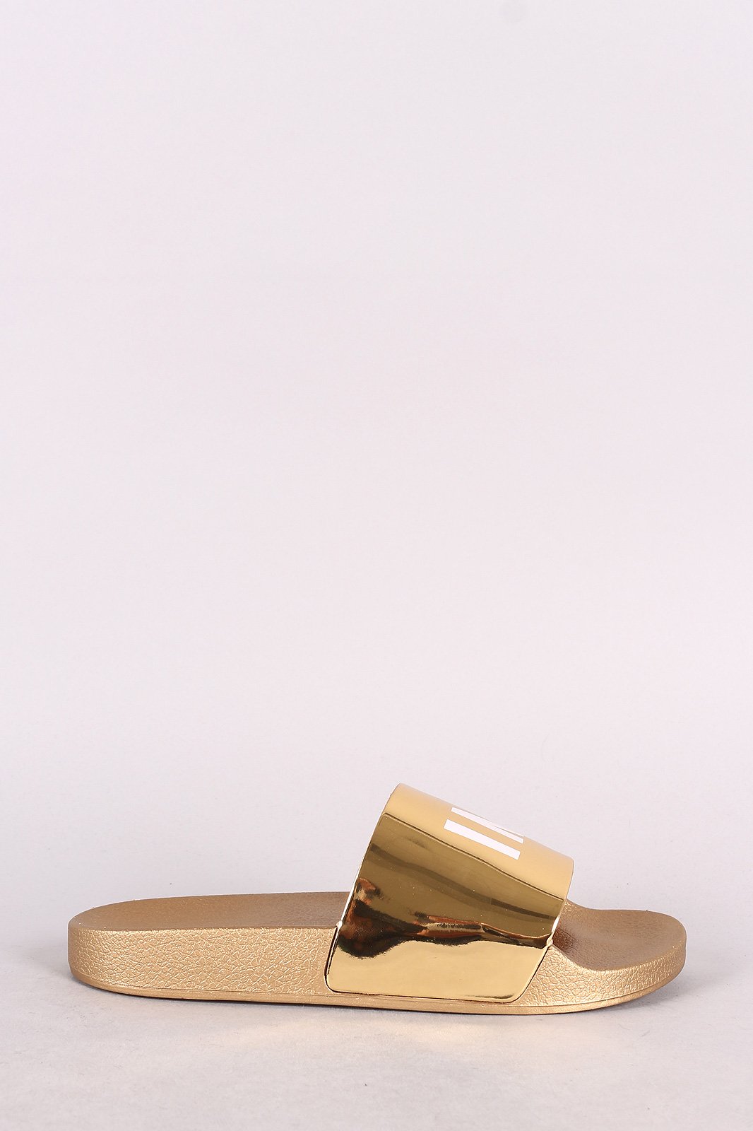 Qupid Im Shook Metallic Slide Sandal