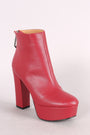 Qupid Leather Round Toe Chunky Heeled Platform Booties
