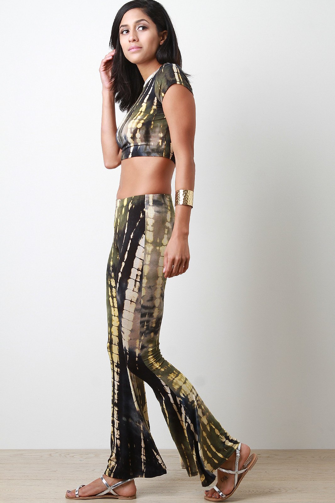 Tie Dye Jersey Knit Short Sleeves Crop Top