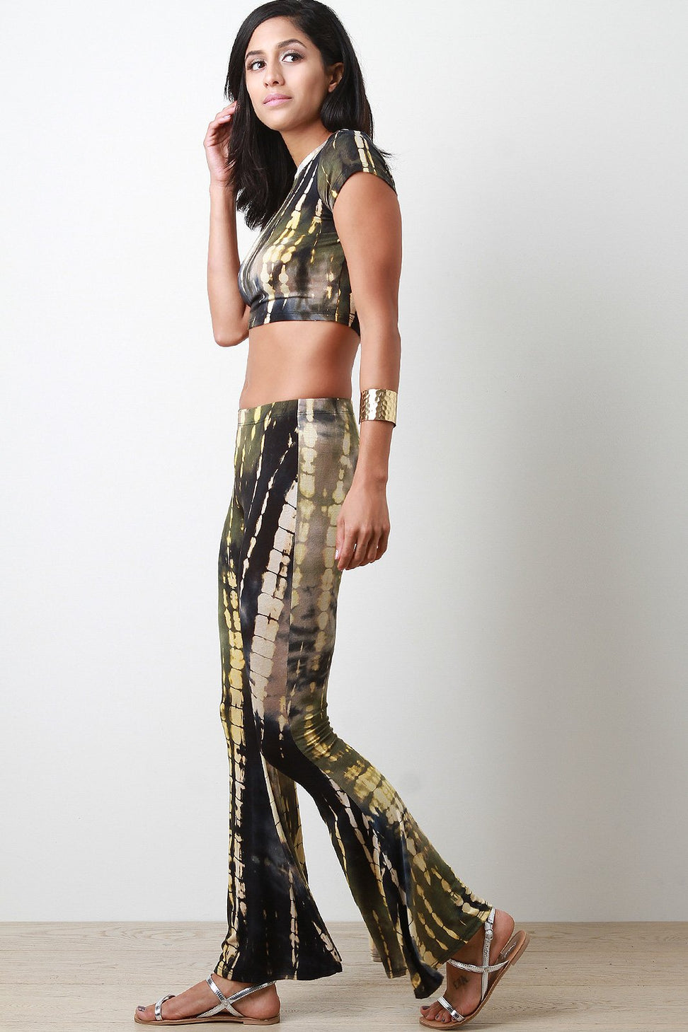 Tie Dye Jersey Knit Short Sleeves Crop Top