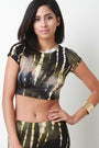 Tie Dye Jersey Knit Short Sleeves Crop Top