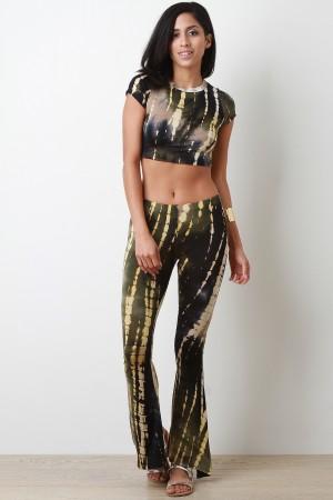 Mid Rise Tie-Dye Flare Pants