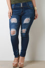 Stretchy Destroyed Denim Skinny Jeans