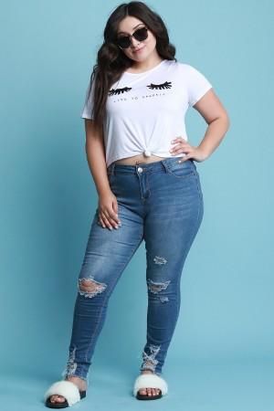 Stretchy Destroyed Denim Skinny Jeans