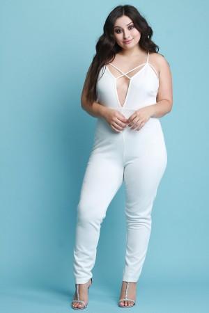 Strappy Plunge Neck Sleeveless Jumpsuit