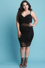 Semi-Sheer Lace Contrast Bodycon Dress
