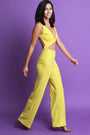 Sleeveless V-Neck Open Midriff Wide Leg Jumpsuit