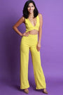 Sleeveless V-Neck Open Midriff Wide Leg Jumpsuit