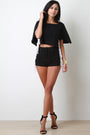 Bardot Crop Top Lace Up Sides High Waisted Shorts Set