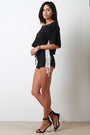 Bardot Crop Top Lace Up Sides High Waisted Shorts Set