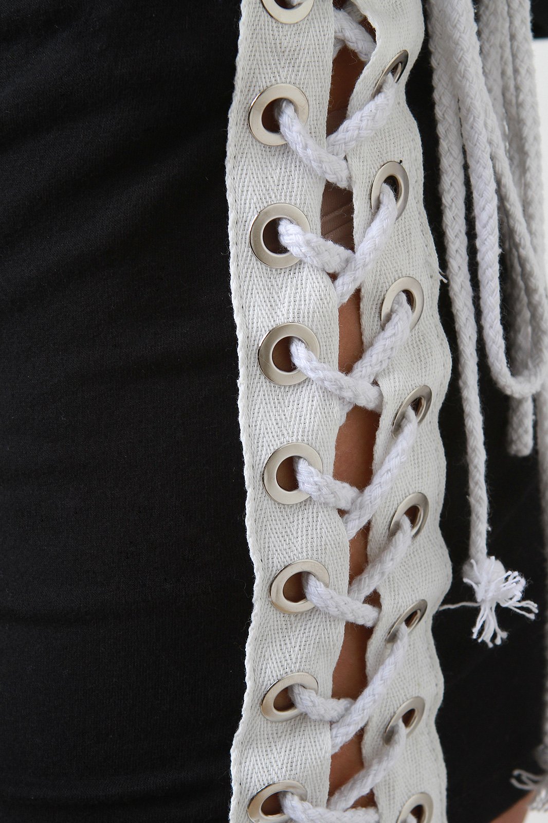 Bardot Crop Top Lace Up Sides High Waisted Shorts Set