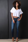 Ruffle Wide Statement Sleeve Crop Top