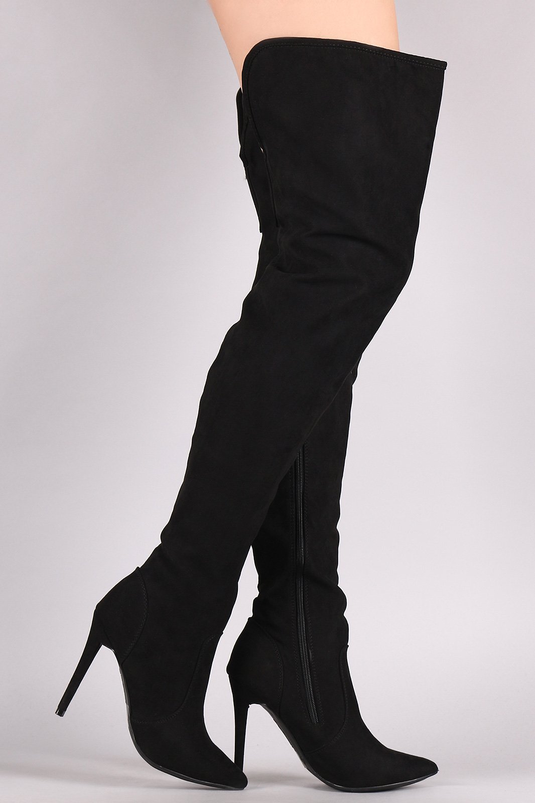 Suede Pointy Toe Stiletto Over-The-Knee Boots